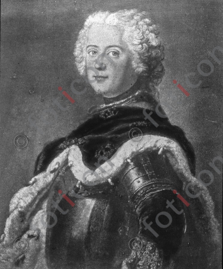 Portrait König Friedrich II.; Portrait of king Frederick II - Foto foticon-simon-190-018-sw.jpg | foticon.de - Bilddatenbank für Motive aus Geschichte und Kultur